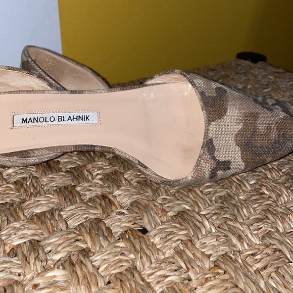 Manolo Blahnik Soussaba Camo-Print d'Orsay Flat - Picture 2 of 5